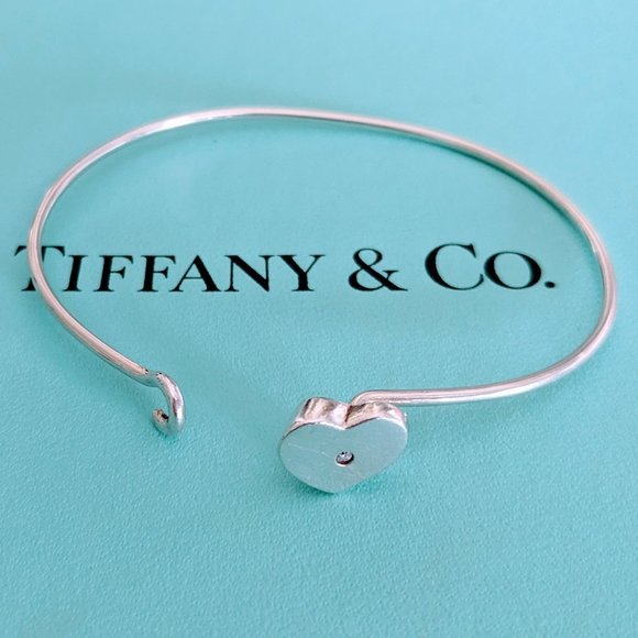 Tiffany & Co. Jewelry - Tiffany & Co. Silver Heart Bangle with Diamond